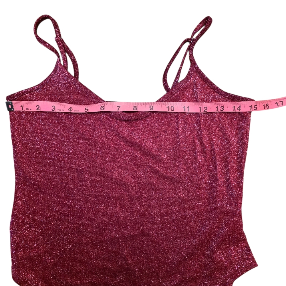 Forever 21 Shimmering Red Bodysuit Size L - Picture 5 of 9